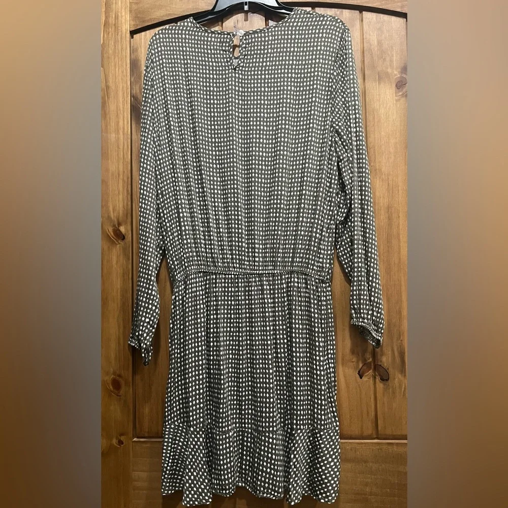 Mud Pie Polka Dot Long Sleeve Dress in Green and White - Picture 1 of 7